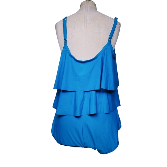Maxine Of Hollywood One Piece Blue Ruffle Swimsuit 18W - Picture 3 of 8